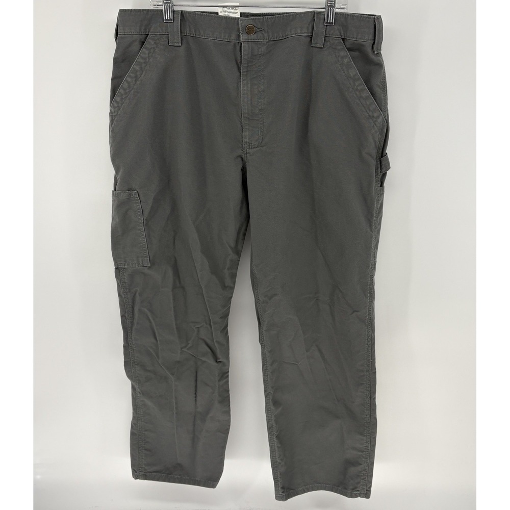 Carhartt Cargo Work Pants Mens 40x30 Gray Dungaree Fit Utility Heavy Cotton